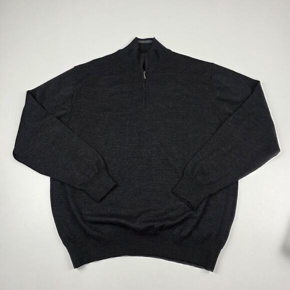 Saks Fifth Avenue Sweater Mens XL Half Zip Mock Neck Merino Blend Made in Italy - Picture 1 of 10